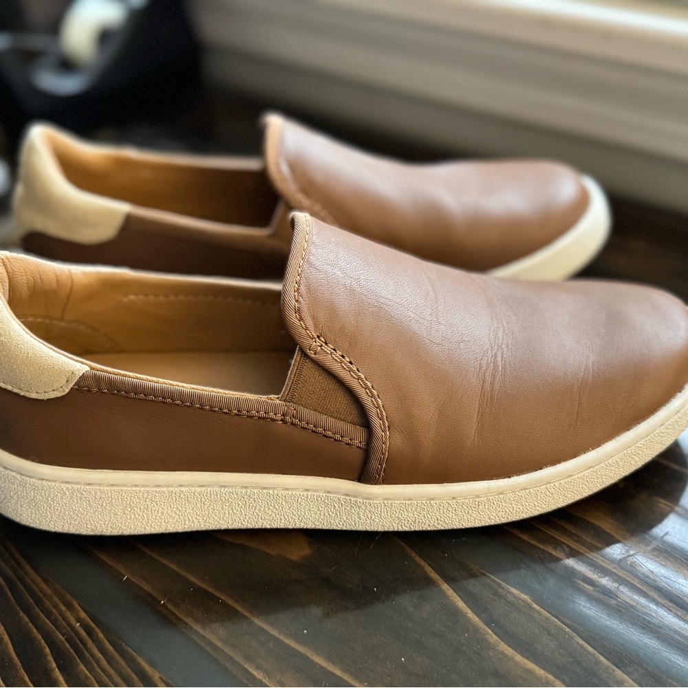 UGG women’s chestnut leather slip ons. Excellent condition